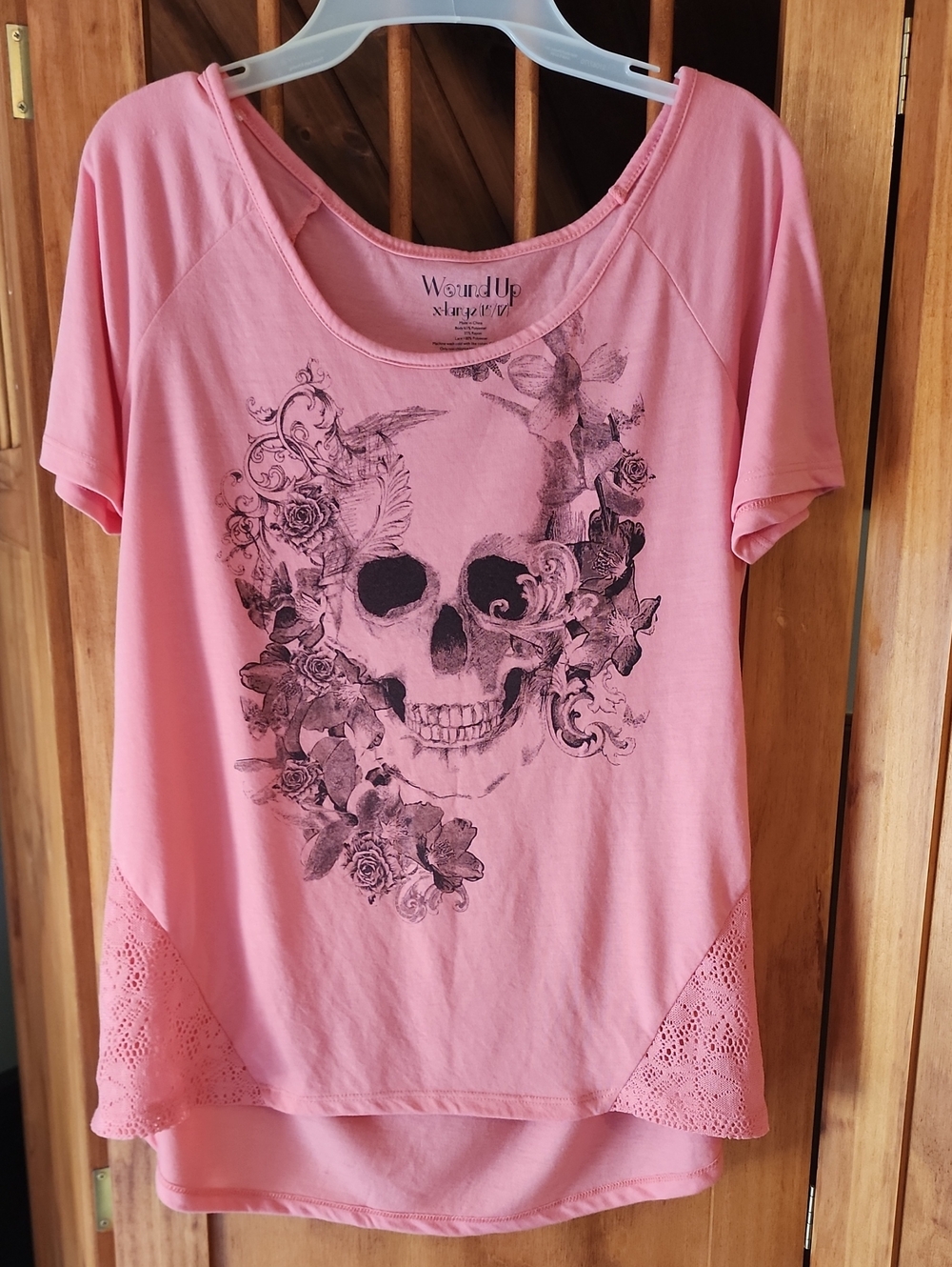 Wound Up Pink Short-Sleeve Skull & Floral Graphic Tee
